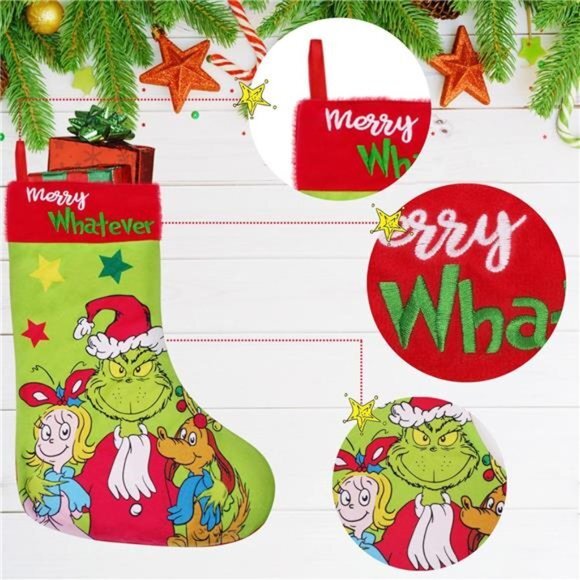 4 Pack Grinchs Christmas Stocking,18 Inch Large Grinchs Stockings Christmas‎ - Picture 4 of 6